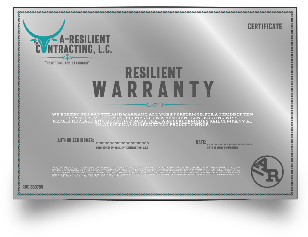 Image of a-resilient contracting warranty certificate